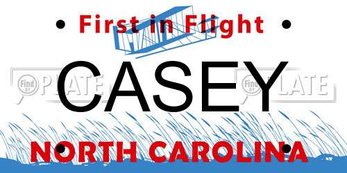 CASEY North Carolina License Plate