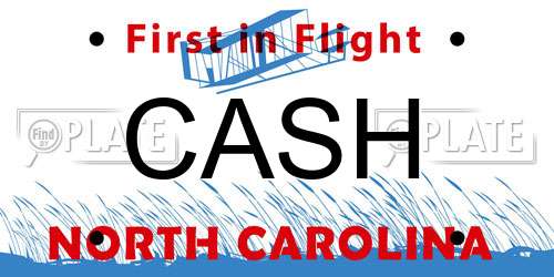 CASH North Carolina License Plate