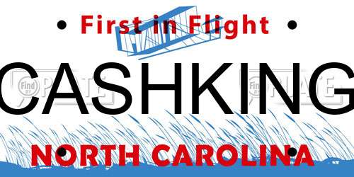 CASHKING North Carolina License Plate