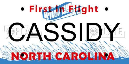 CASSIDY North Carolina License Plate