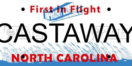 CASTAWAY North Carolina License Plate