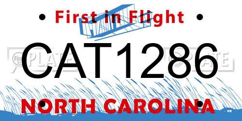 CAT1286 North Carolina License Plate
