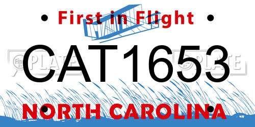 CAT1653 North Carolina License Plate