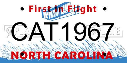 CAT1967 North Carolina License Plate