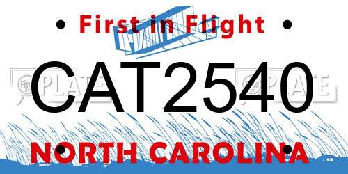 CAT2540 North Carolina License Plate