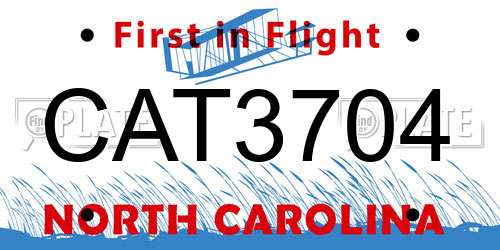 CAT3704 North Carolina License Plate