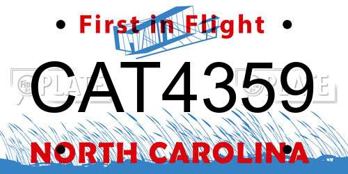 CAT4359 North Carolina License Plate