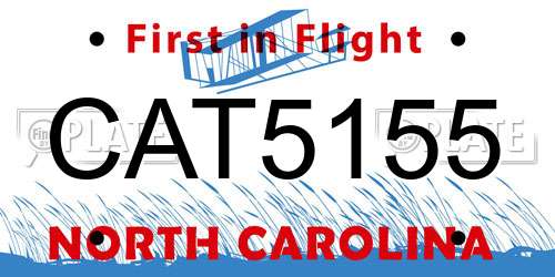CAT5155 North Carolina License Plate