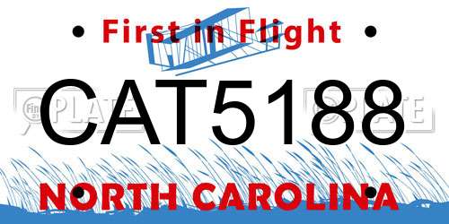 CAT5188 North Carolina License Plate