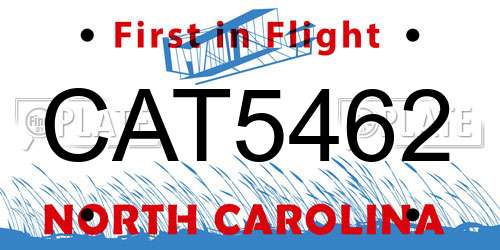 CAT5462 North Carolina License Plate