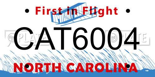 CAT6004 North Carolina License Plate