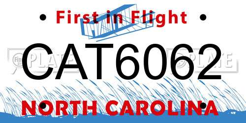 CAT6062 North Carolina License Plate