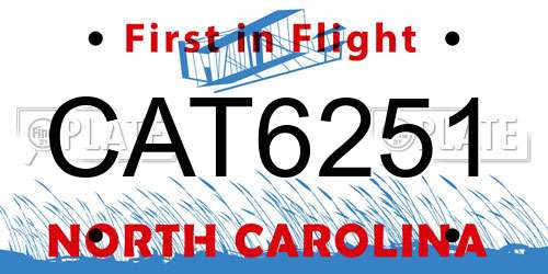 CAT6251 North Carolina License Plate
