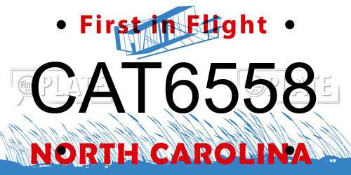 CAT6558 North Carolina License Plate