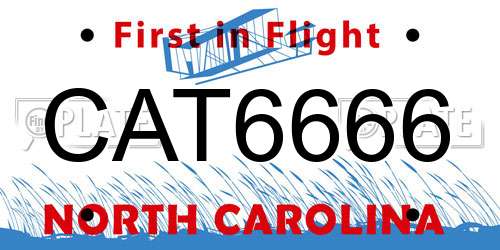 CAT6666 North Carolina License Plate