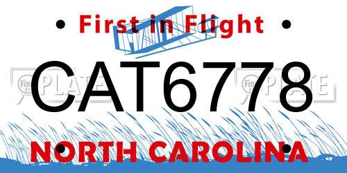 CAT6778 North Carolina License Plate