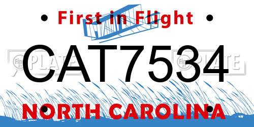 CAT7534 North Carolina License Plate