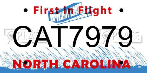 CAT7979 North Carolina License Plate