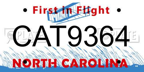 CAT9364 North Carolina License Plate
