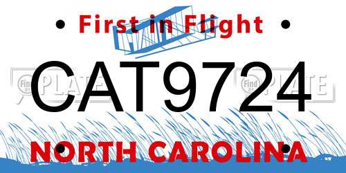 CAT9724 North Carolina License Plate