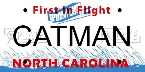 CATMAN North Carolina License Plate