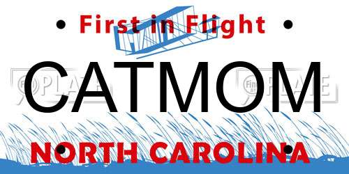 CATMOM North Carolina License Plate