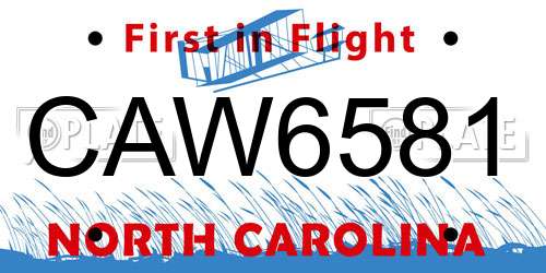 CAW6581 North Carolina License Plate