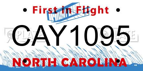 CAY1095 North Carolina License Plate