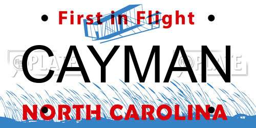 CAYMAN North Carolina License Plate