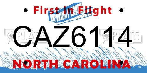 CAZ6114 North Carolina License Plate