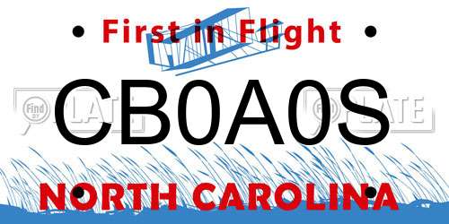 CB0A0S North Carolina License Plate
