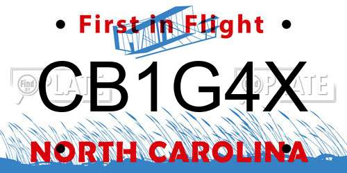 CB1G4X North Carolina License Plate