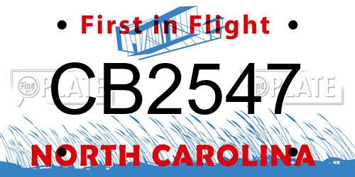 CB2547 North Carolina License Plate