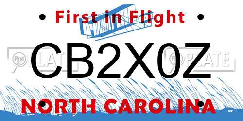 CB2X0Z North Carolina License Plate