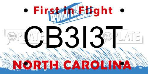CB3I3T North Carolina License Plate