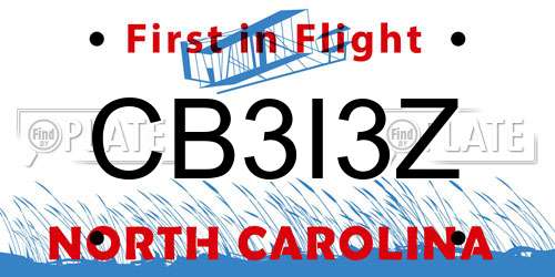 CB3I3Z North Carolina License Plate