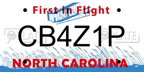 CB4Z1P North Carolina License Plate