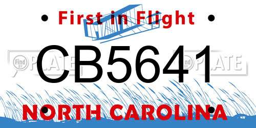 CB5641 North Carolina License Plate