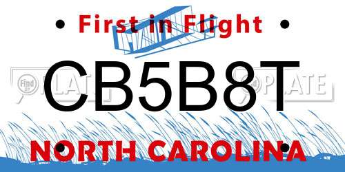 CB5B8T North Carolina License Plate