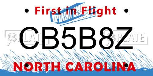 CB5B8Z North Carolina License Plate