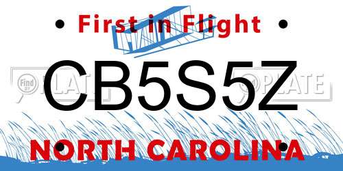 CB5S5Z North Carolina License Plate