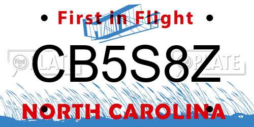 CB5S8Z North Carolina License Plate