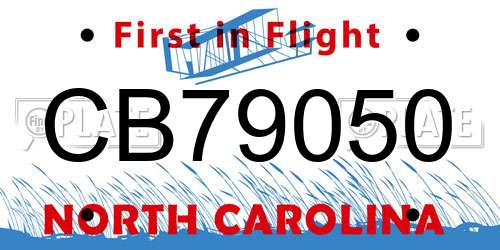 CB79050 North Carolina License Plate