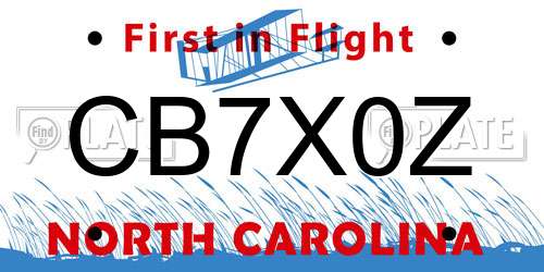 CB7X0Z North Carolina License Plate
