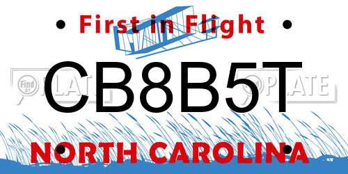 CB8B5T North Carolina License Plate