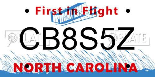 CB8S5Z North Carolina License Plate