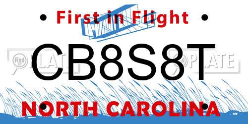 CB8S8T North Carolina License Plate