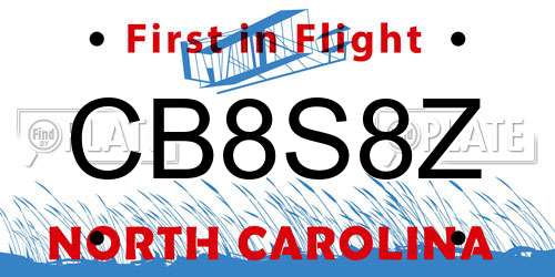 CB8S8Z North Carolina License Plate