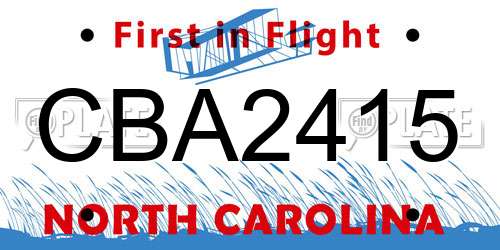 CBA2415 North Carolina License Plate