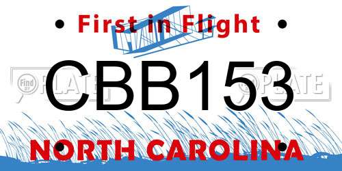 CBB153 North Carolina License Plate